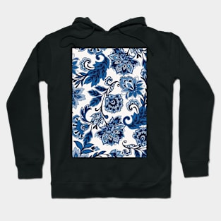 Blue & White Flower Pattern Hoodie